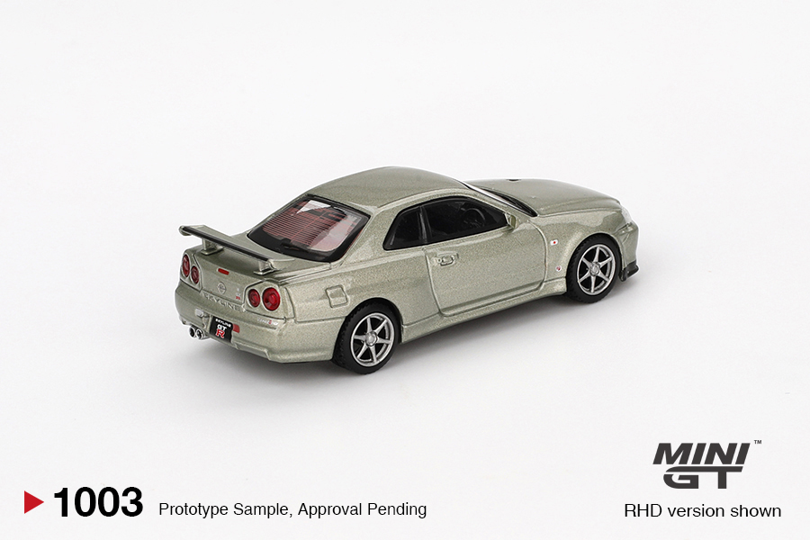 NISSAN SKYLINE GT-R (R34) V- SPEC II NÜR MILLENIUM JADE 2002 - 1:64 -Mini GT
