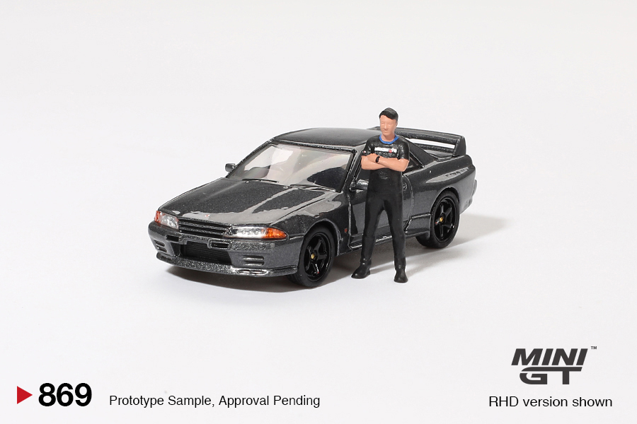 Nissan Skyline GT-R (R32) Gunmetal s figurkou - Tsugio Matsuda Collection - MiniGT