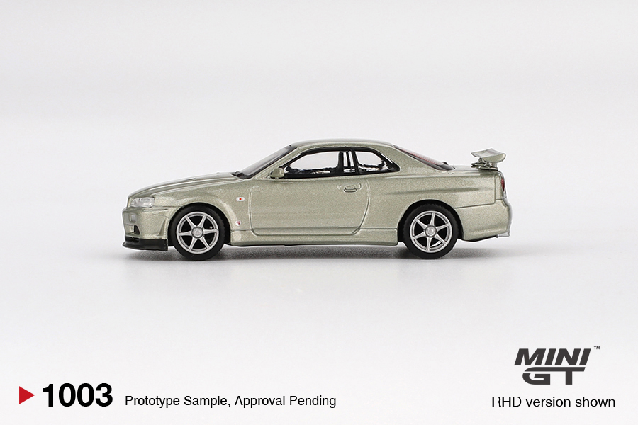 NISSAN SKYLINE GT-R (R34) V- SPEC II NÜR MILLENIUM JADE 2002 - 1:64 -Mini GT