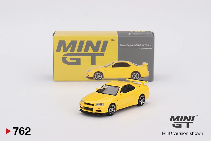 Nissan Skyline GT-R (R34) V-Spec Lightning Yellow - MiniGT