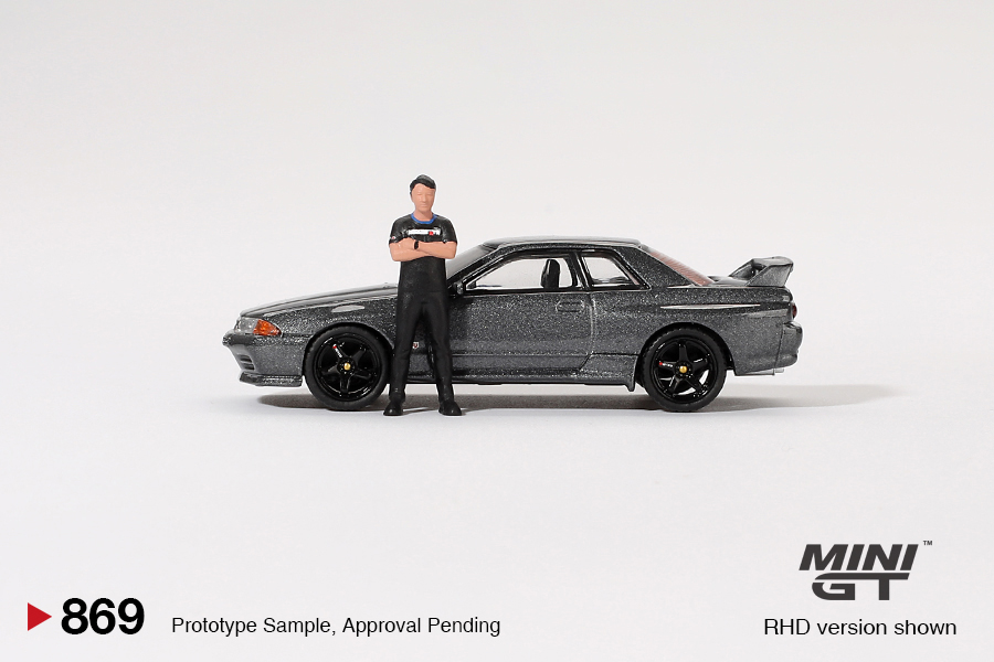 Nissan Skyline GT-R (R32) Gunmetal s figurkou - Tsugio Matsuda Collection - MiniGT
